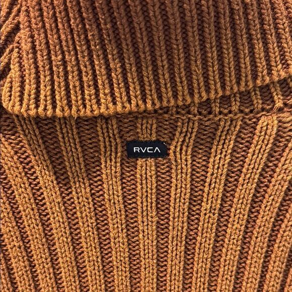 RVCA Women's Camel Criss Cross  Cotton Knit Sweater size Small - Picture 6 of 10